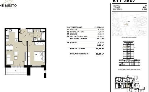 Prodej bytu 2+kk 56 m², V třešňovce, Praha 9 - Hrdlořezy