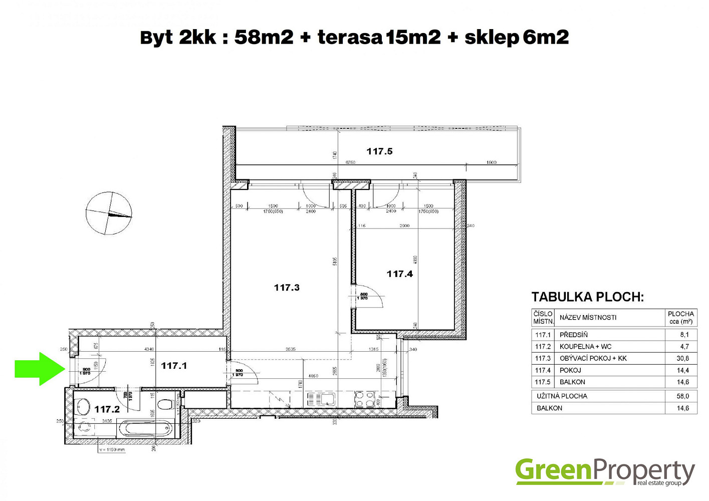 Prodej bytu 2+kk 58 m² – fotografie 2