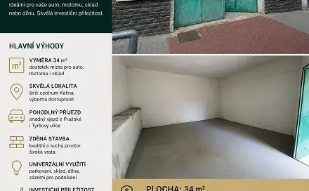 Pronájem garáže 34 m² Kmochova, Kolín, Kmochova, Kolín