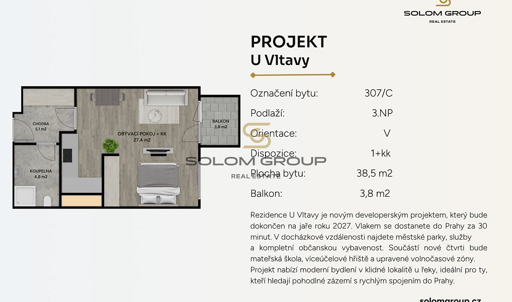 Prodej bytu 1+kk 39 m², Kralupy nad Vltavou – náhled fotky 6