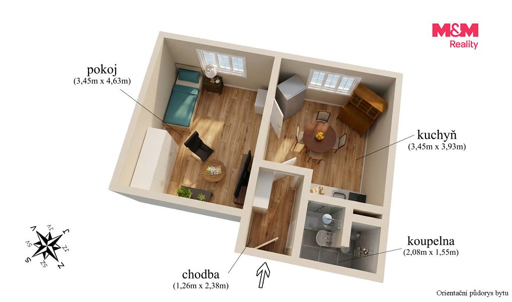 Prodej bytu 1+1 36 m², Chomutov – náhled fotky 4