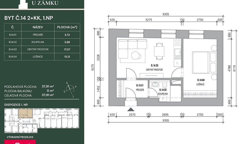 Prodej bytu 2+kk 38 m², Vsetín – náhled fotky 2