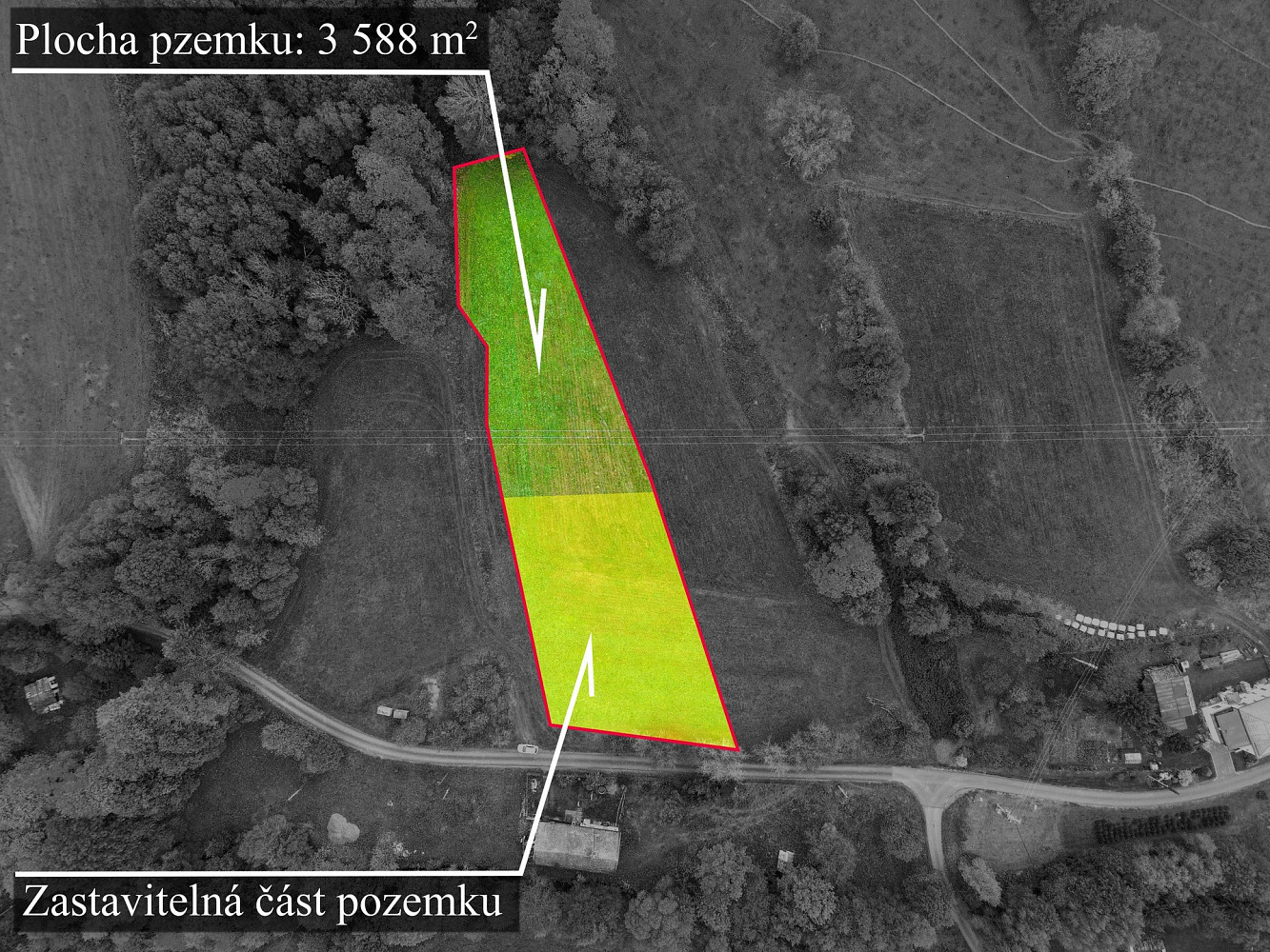 Prodej stavebního pozemku 3 588 m² – fotografie 2