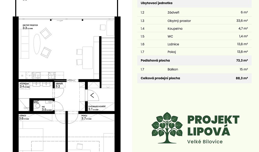 Prodej bytu 3+kk 73 m², Velké Bílovice – náhled fotky 7
