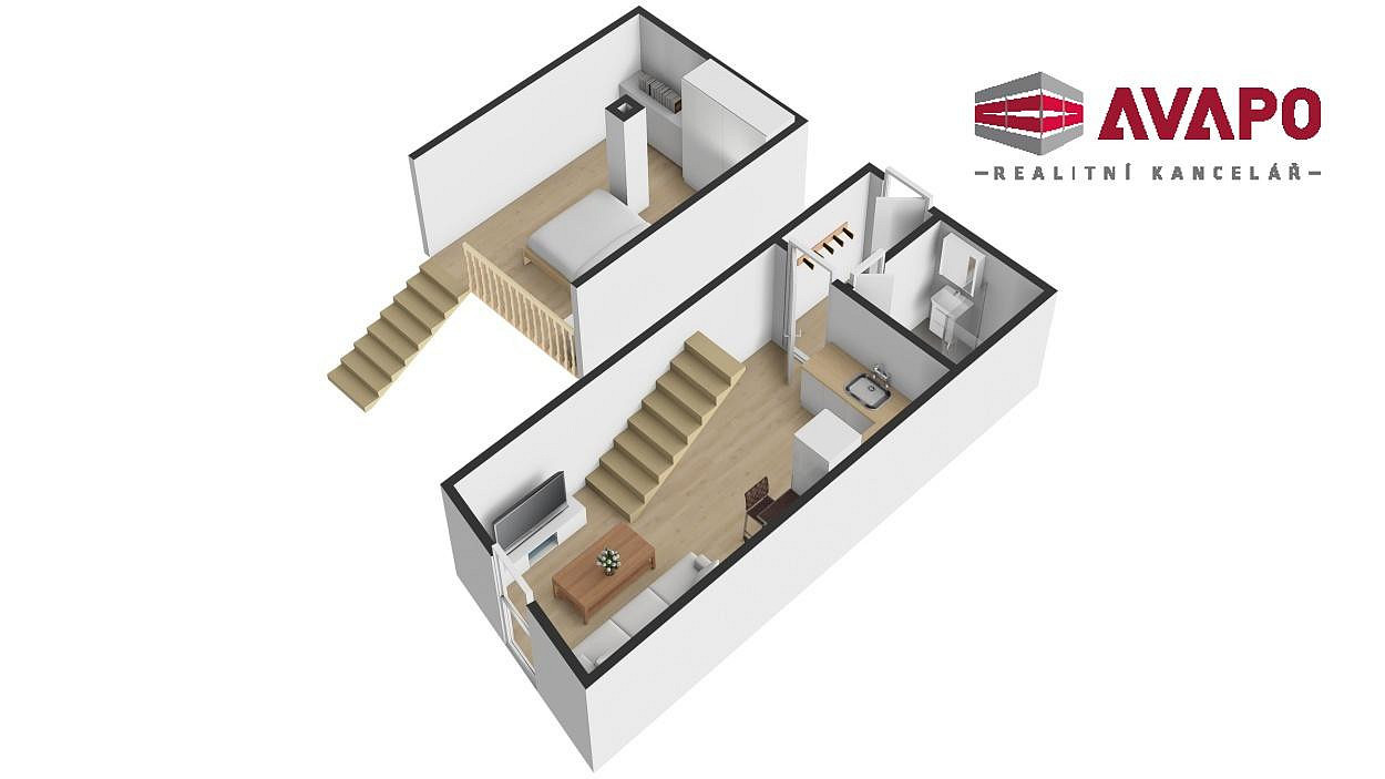 Pronájem bytu 1+kk 38 m² – pohled 2