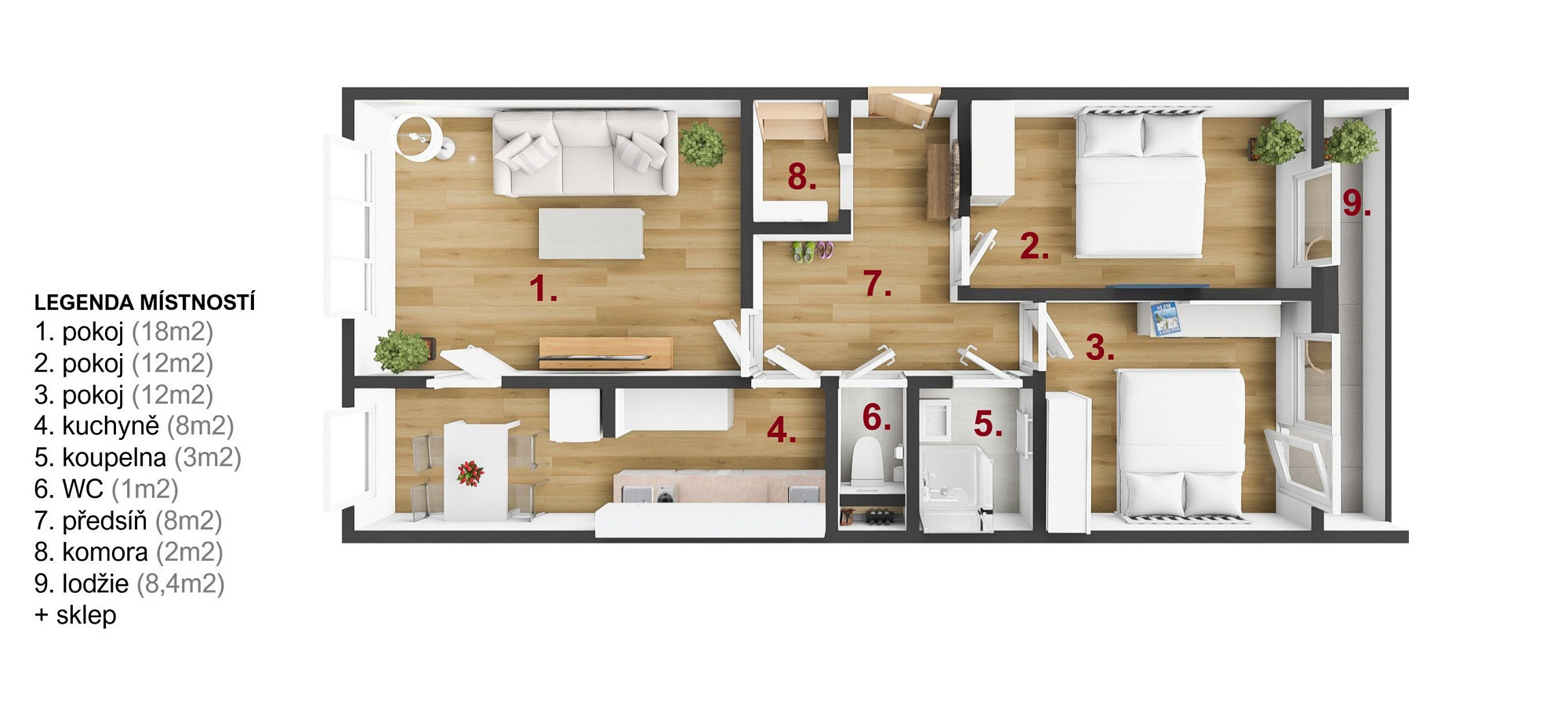Pronájem bytu 3+1 83 m² – fotografie 2