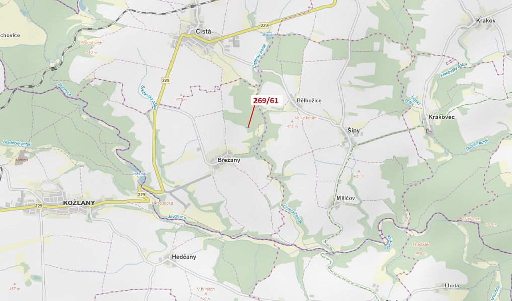 Dražba lesa, 425 m², Rakovník, Břežany