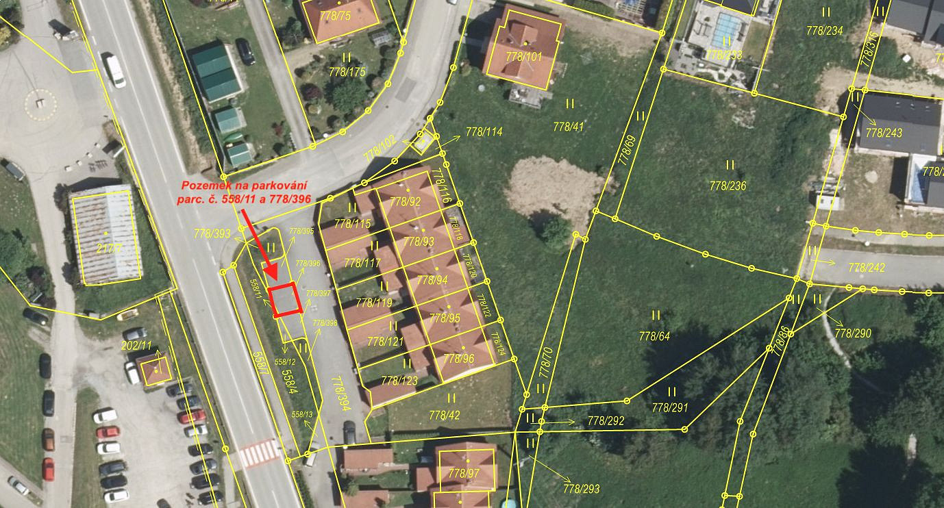 Na prodej - venkovní parkovací stání ve frymburku, 22 m2
