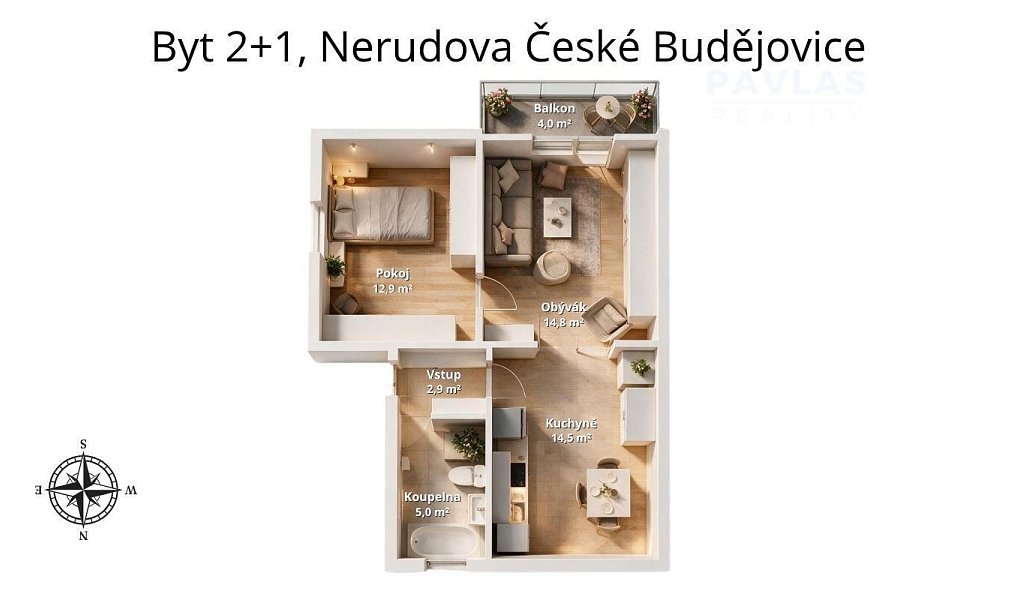 Prodej bytu 2+1 56 m², České Budějovice – náhled fotky 6