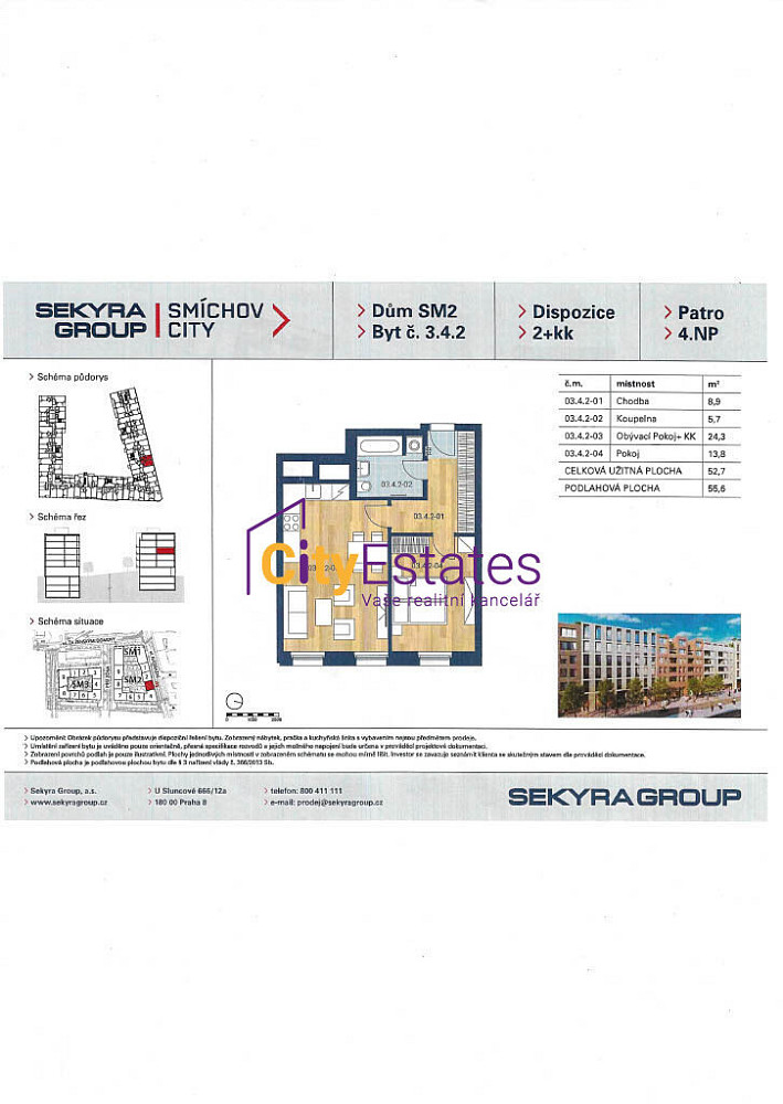 Pronájem bytu 2+kk 56 m² – fotografie 2