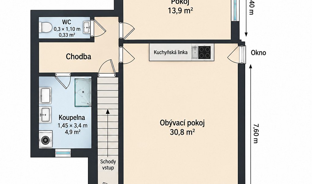 Prodej domu 60 m² s pozemkem 144 m², Úvaly – náhled fotky 3