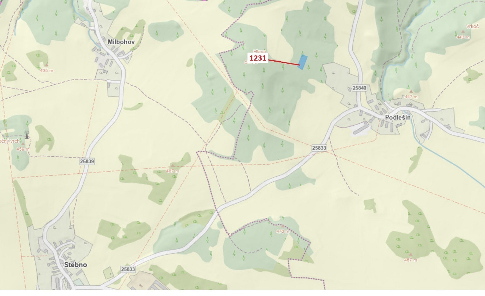 Dražba lesa 1 462 m²