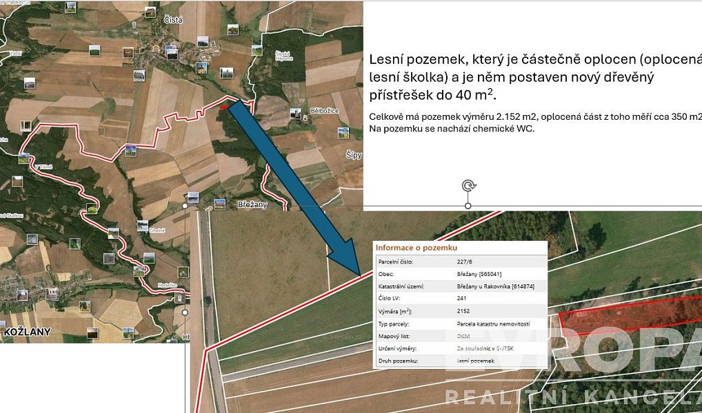 Prodej lesa 2 152 m², Břežany – náhled fotky 2