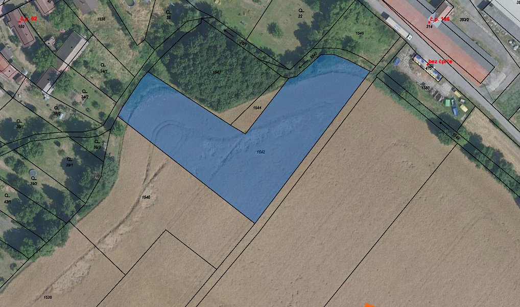 Prodej stavebního pozemku 801 m², Všejany – fotka 1 z 3