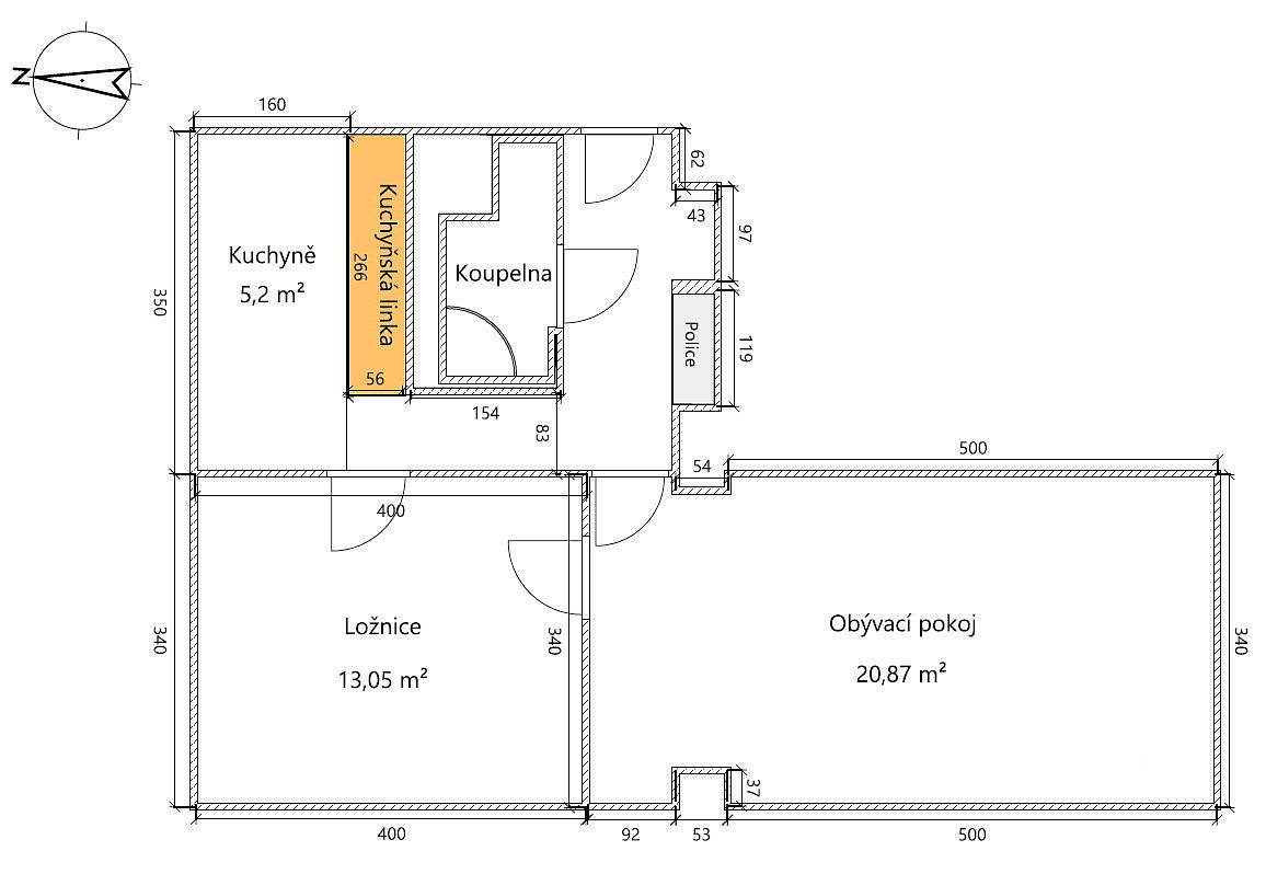 Pronájem bytu 2+1 52 m² – fotografie 4