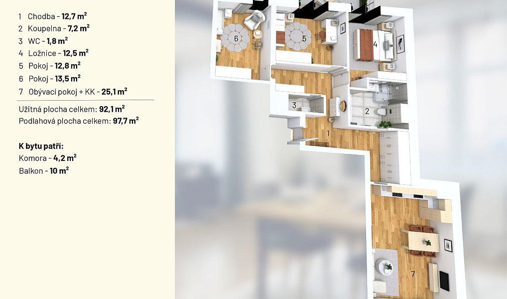 Prodej bytu 3+kk 97 m², České Budějovice – náhled fotky 2