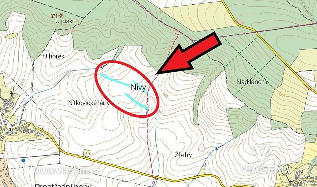 Prodej pole 2 169 m², Nítkovice – náhled fotky 3