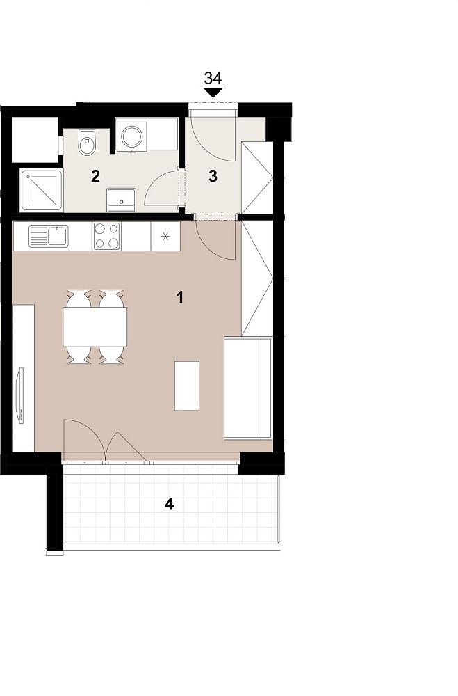 Prodej bytu 1+kk 34 m² – fotografie 2