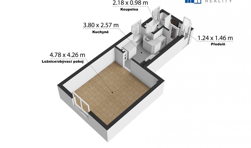 Pronájem bytu 1+1 33 m², Dubí – náhled fotky 4