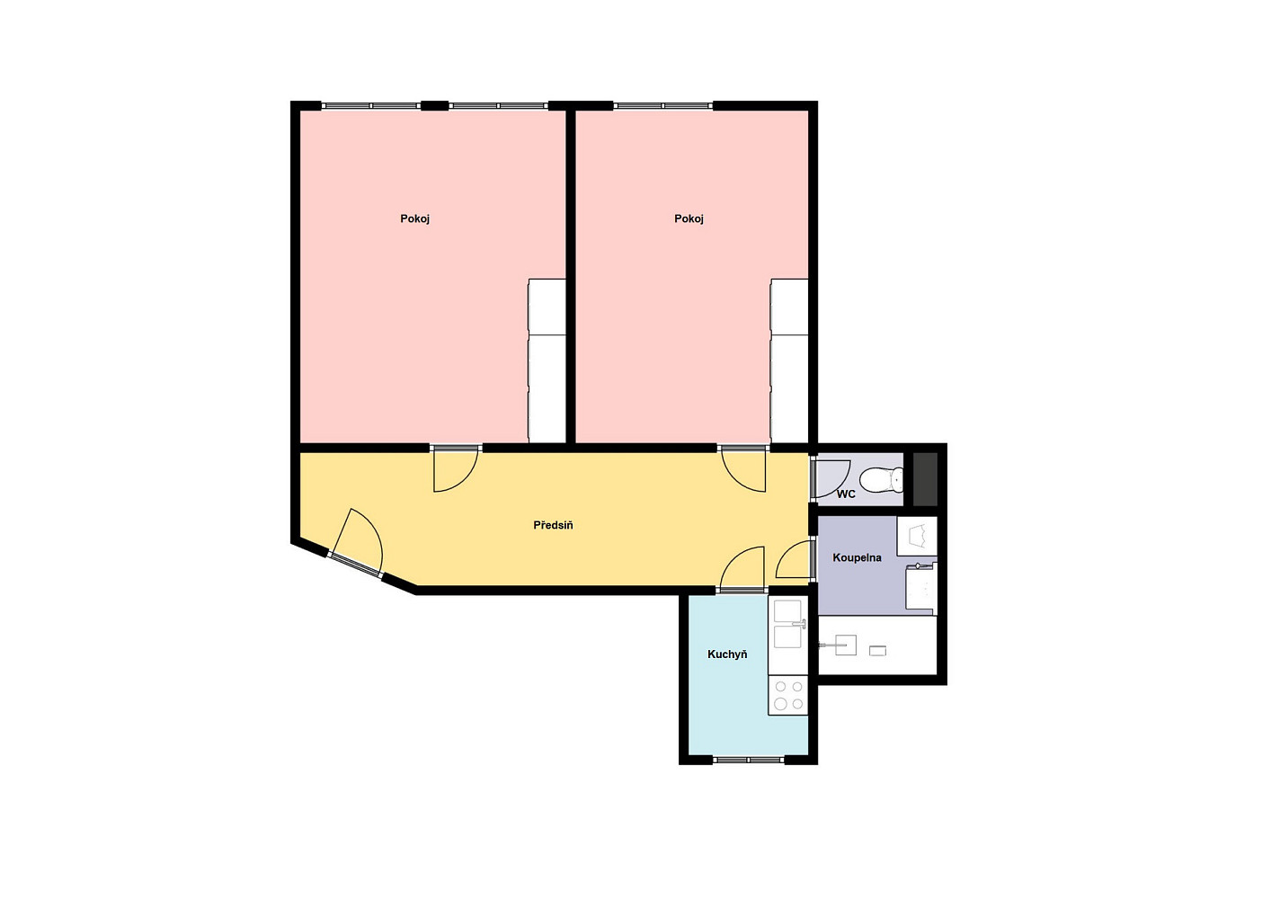 Pronájem bytu 2+1 55 m² – pohled 3