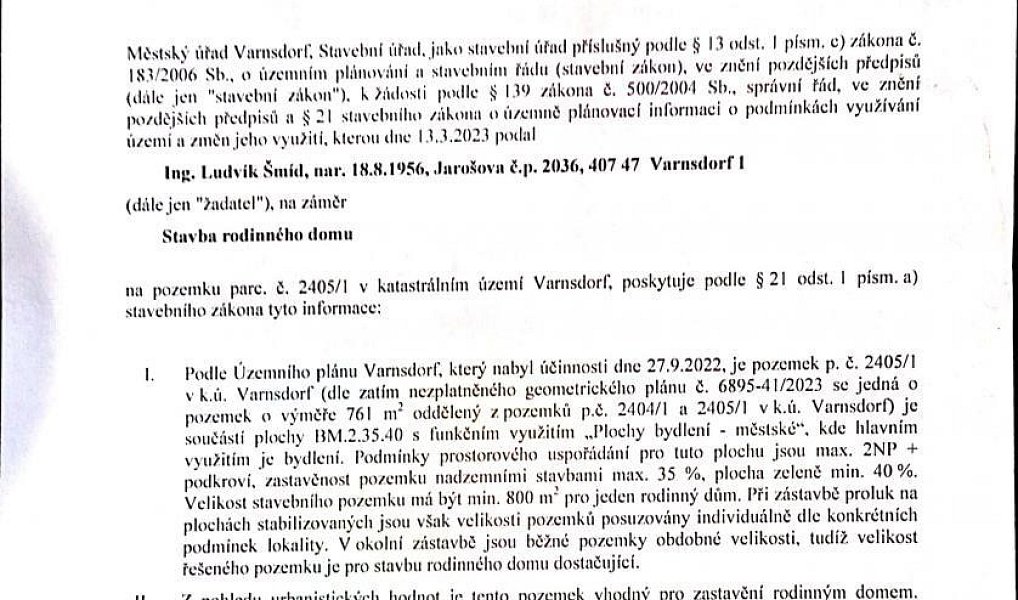 Prodej stavebního pozemku 761 m², Varnsdorf – náhled fotky 2