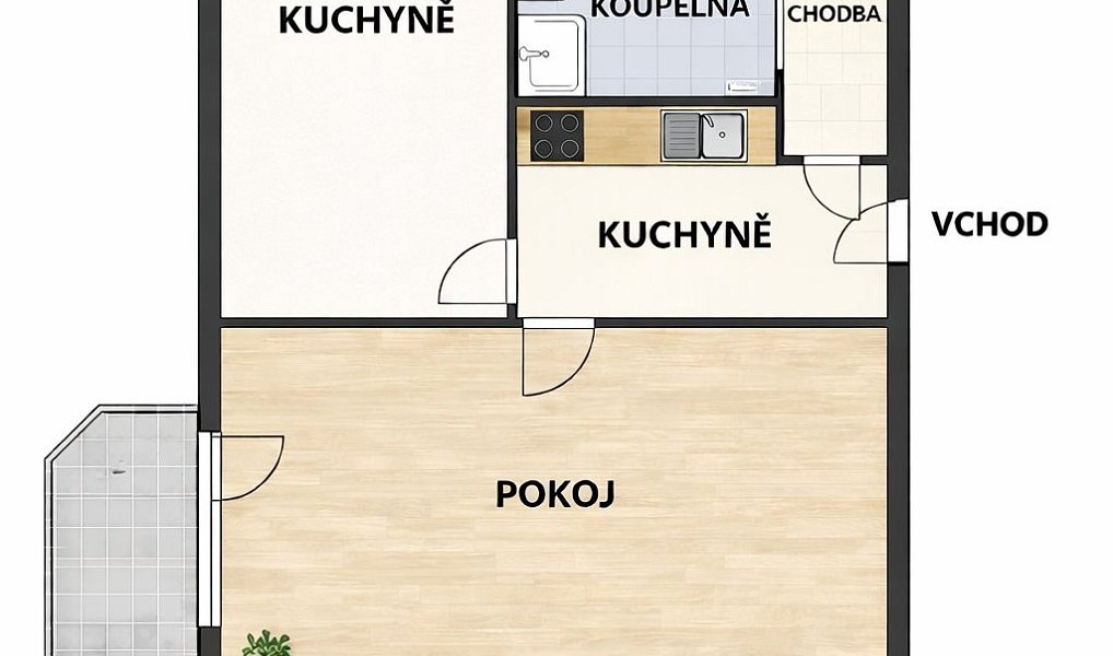 Prodej bytu 1+1 47 m², Veselí nad Moravou – náhled fotky 4