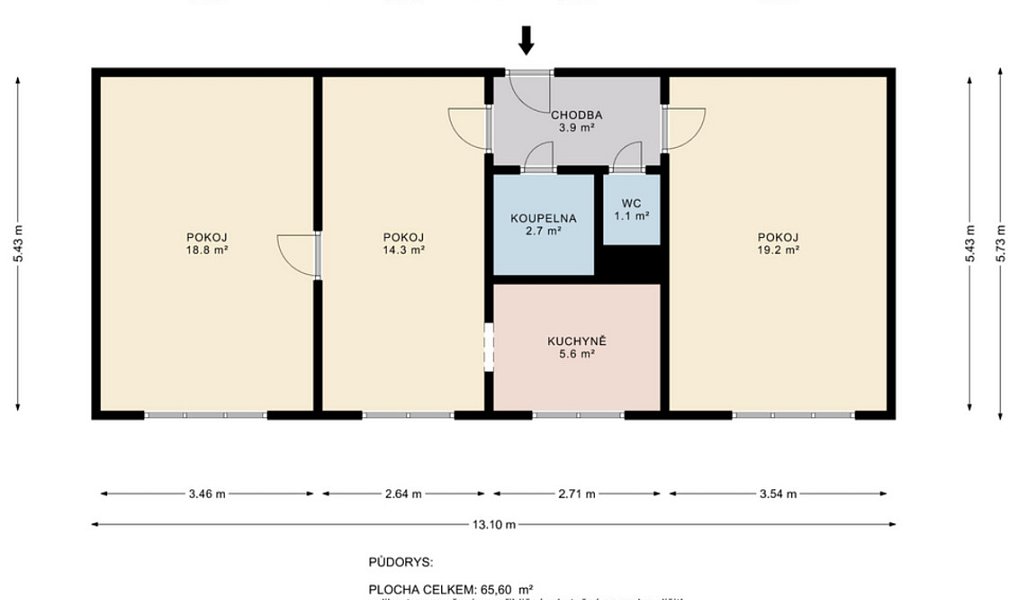 Prodej bytu 3+1 56 m², Dražíč – náhled fotky 3