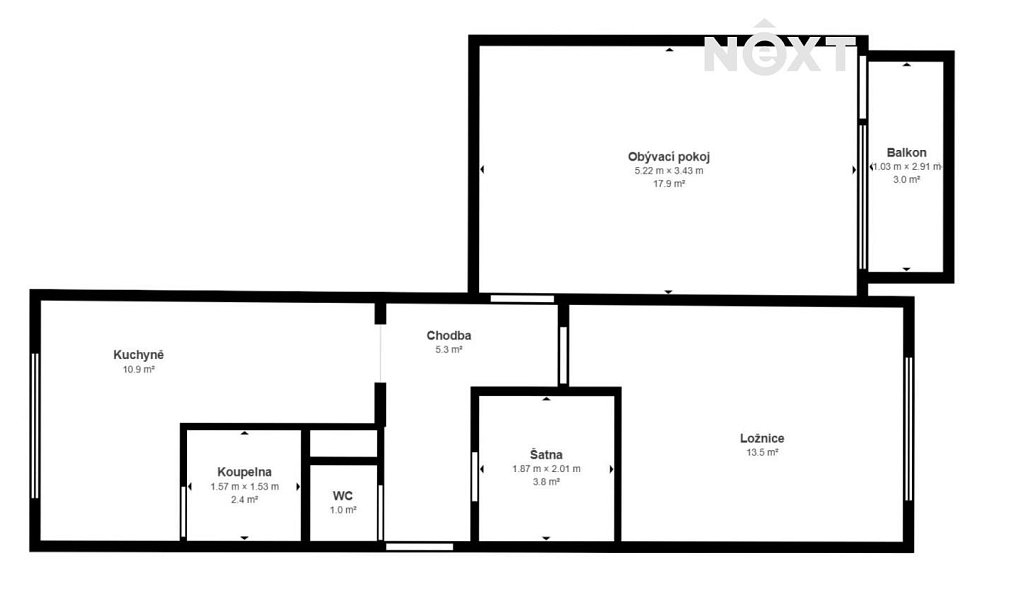 Prodej bytu 2+1 59 m², Meziboří – náhled fotky 3