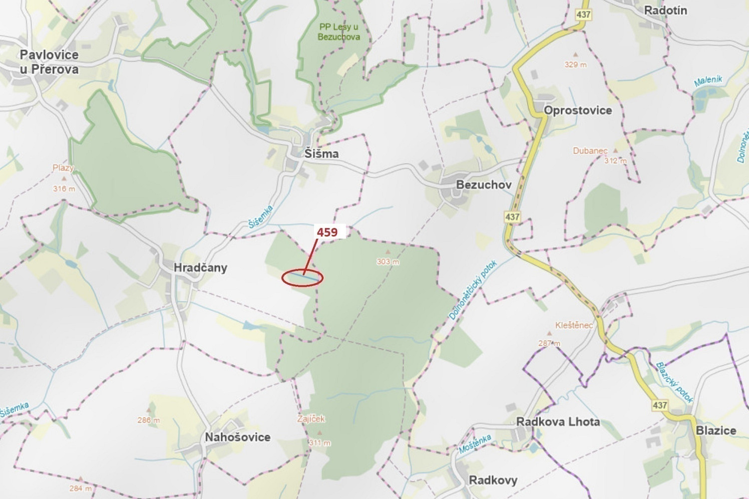 Dražba lesa 1 895 m²