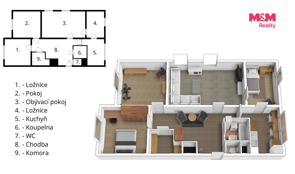 Prodej bytu 4+1 91 m², Mladošovice – náhled fotky 3