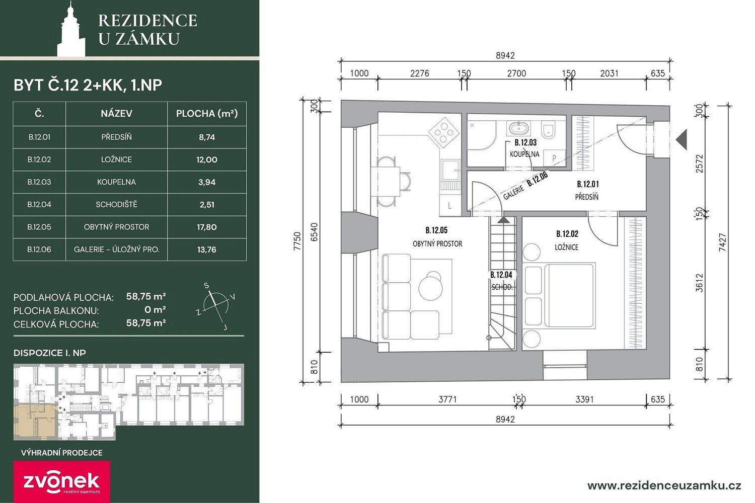 Prodej bytu 2+kk 59 m² – fotografie 3