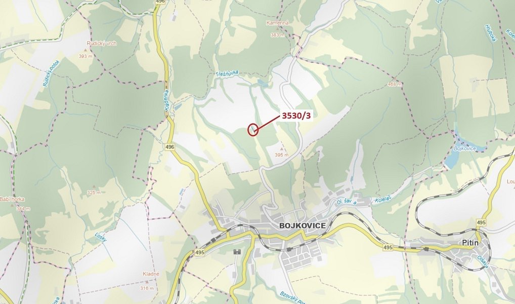 Dražba pozemku, 537 m², Uherské Hradiště, Bojkovice