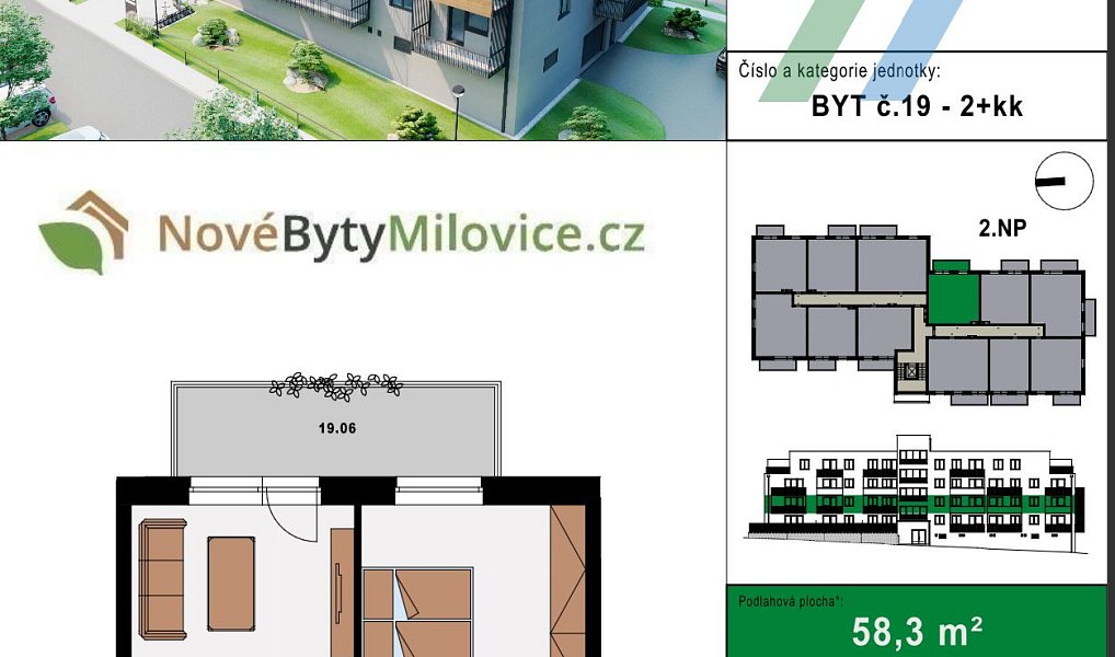 Prodej bytu 2+kk 54 m², Milovice – náhled fotky 2