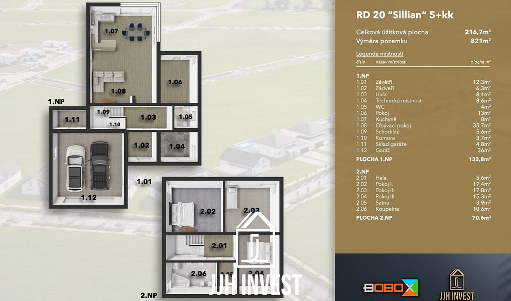 Prodej domu 212 m² s pozemkem 821 m², Vysoký Újezd – náhled fotky 3