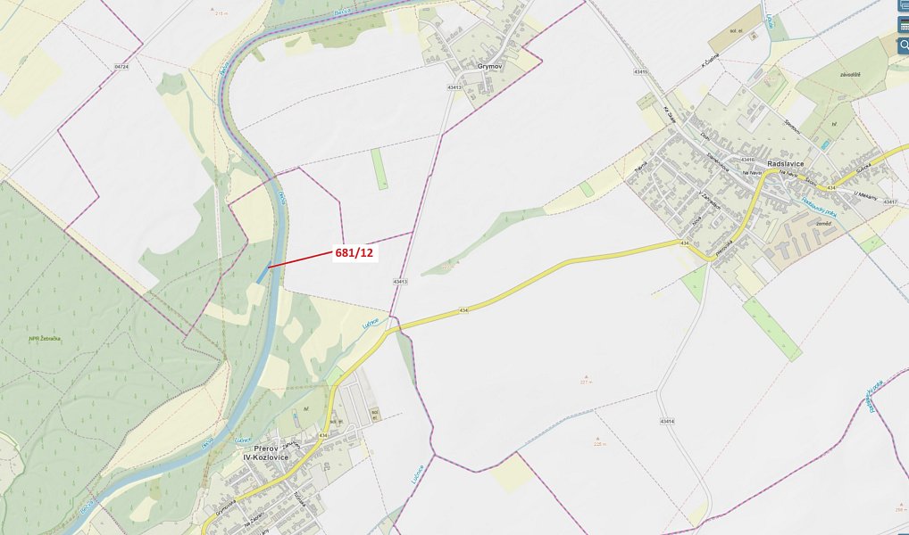 Dražba lesa, 1519 m², Přerov, Grymov