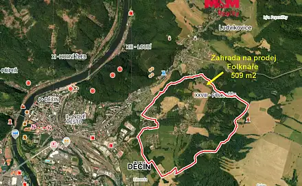 Prodej zahrady 509 m², Děčín - Děčín XXVIII-Folknáře