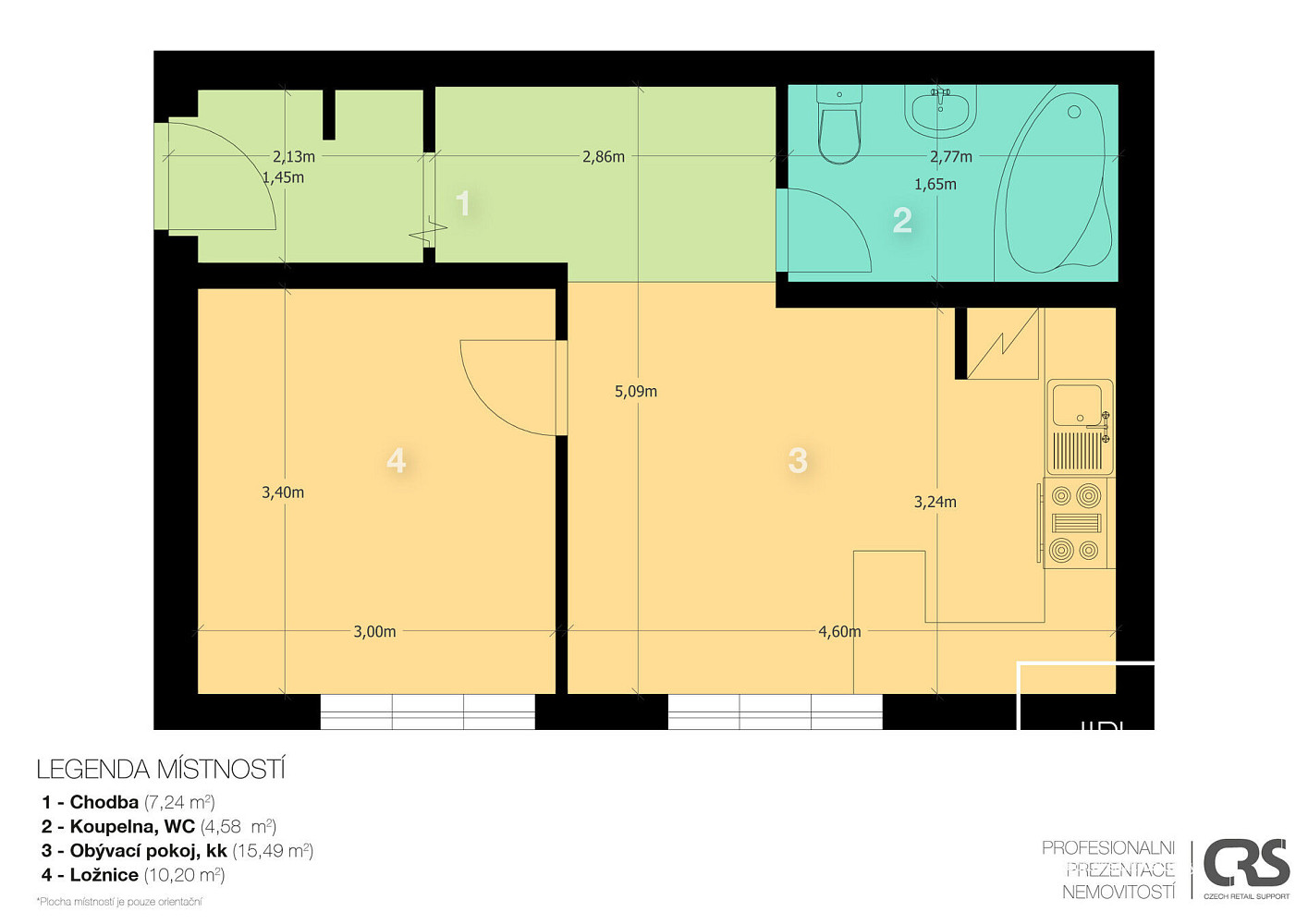 Pronájem bytu 2+kk 40 m² – fotografie 4