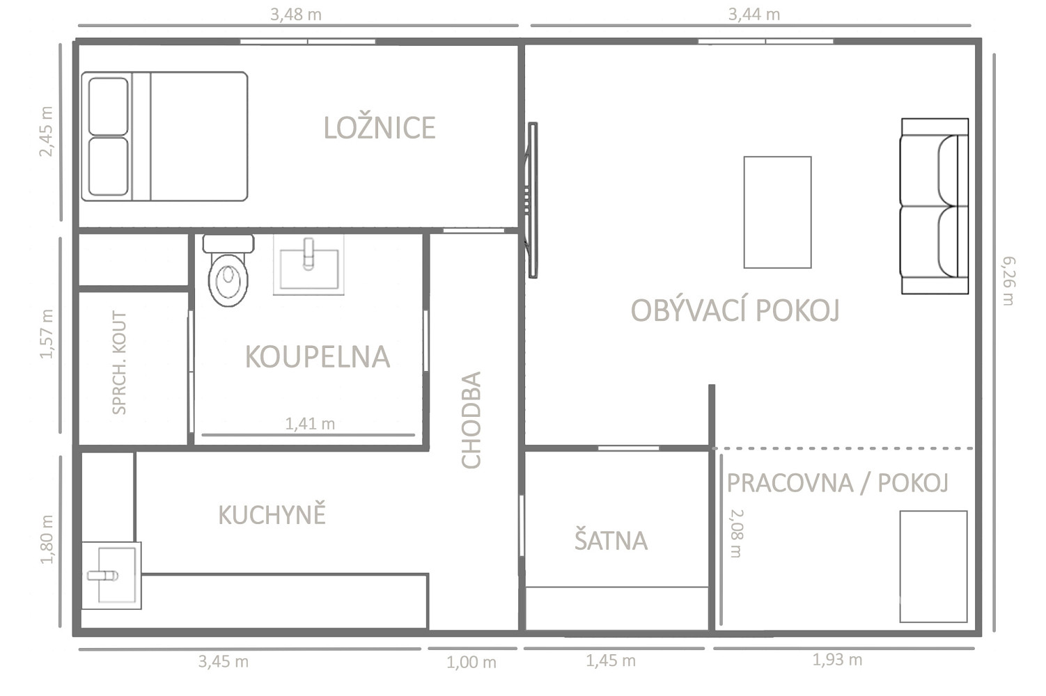 Pronájem bytu 2+kk 42 m² – fotografie 5