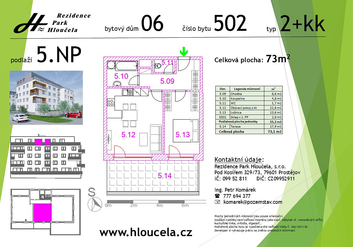Prodej bytu 2+kk 55 m² – pohled 5