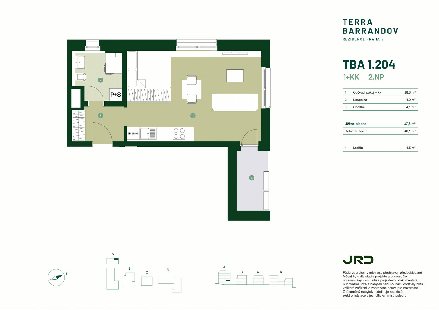 Prodej bytu 1+kk 38 m² – pohled 2