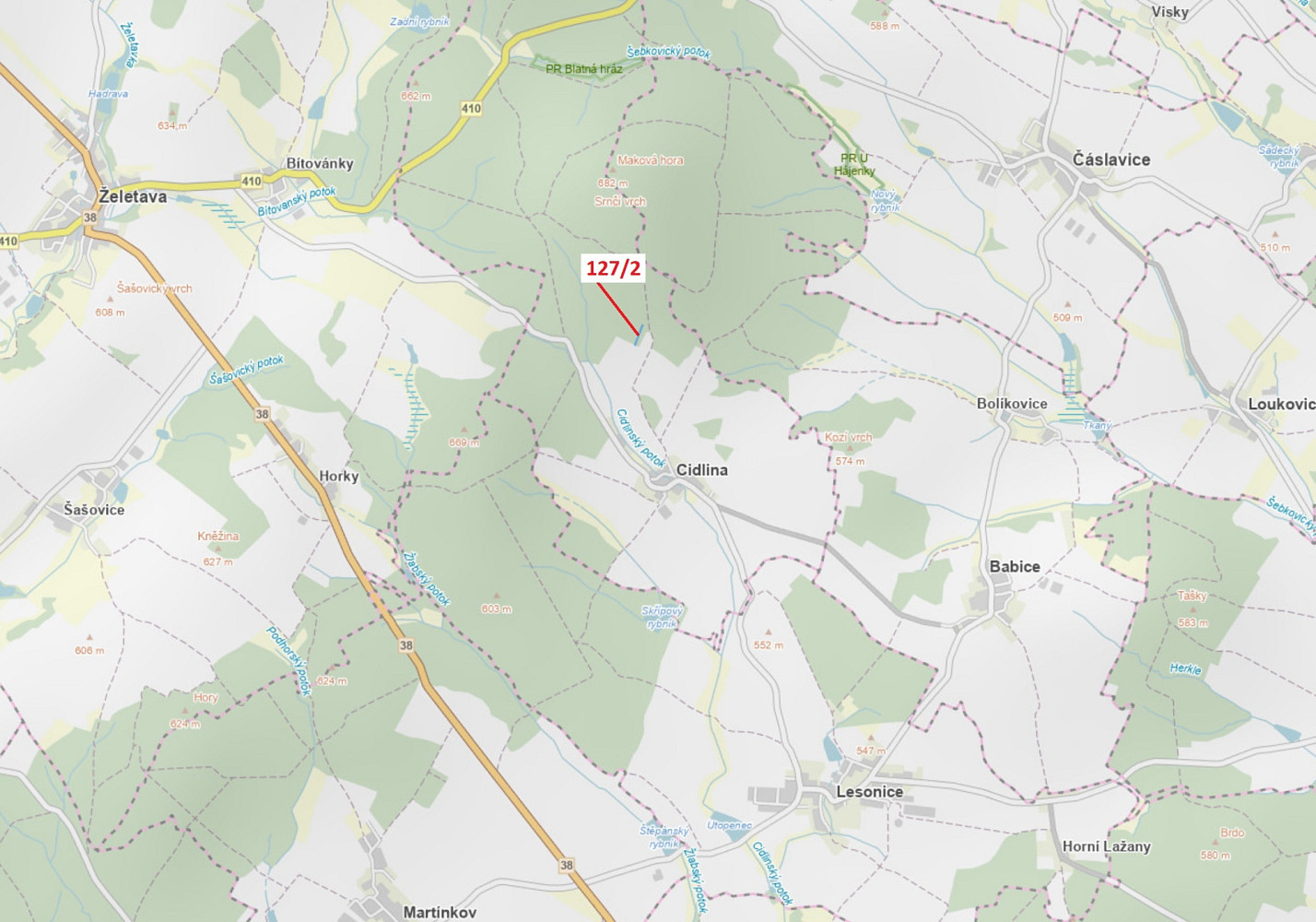 Dražba lesa 1 615 m²