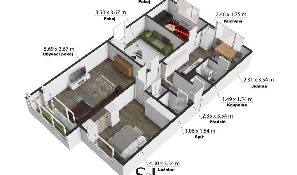Prodej bytu 4+1 84 m², Česká Kamenice – náhled fotky 3