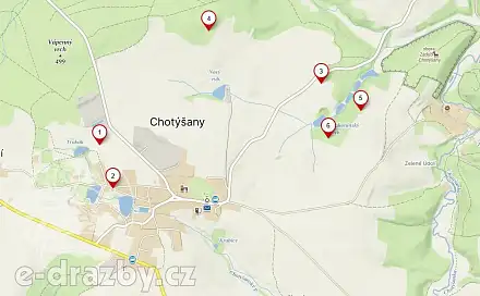 Dražba lesa 21 423 m², Chotýšany, okres Benešov