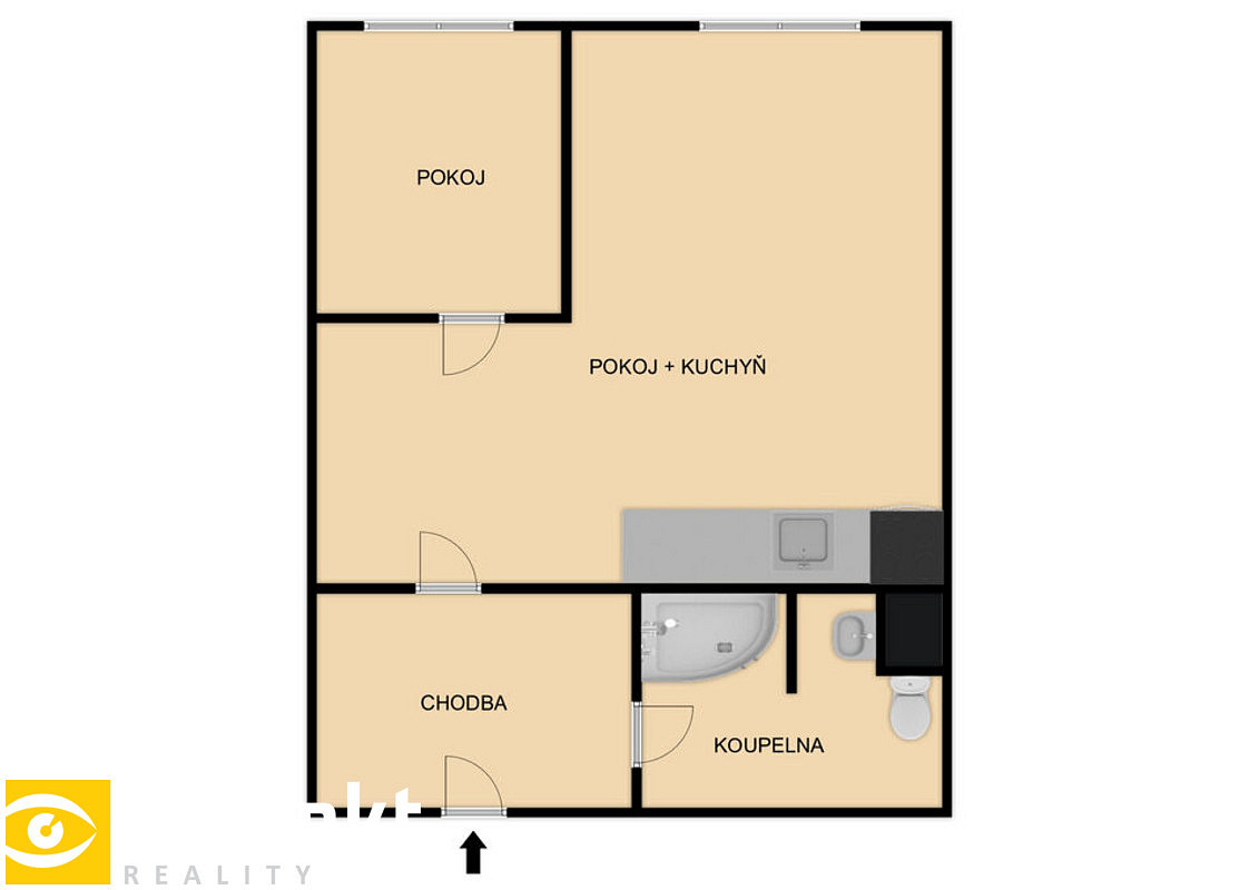 Pronájem bytu 1+kk 33 m² – fotografie 2