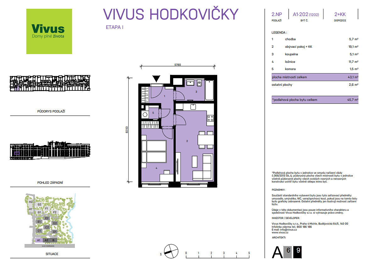 Prodej bytu 2+kk 46 m²