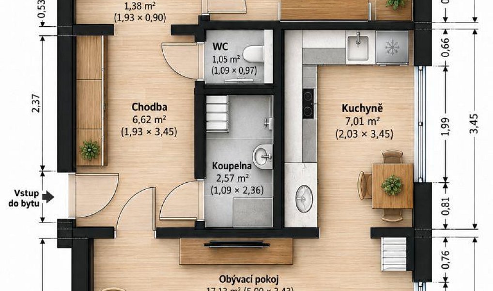 Prodej bytu 2+1 54 m², Duchcov – náhled fotky 2