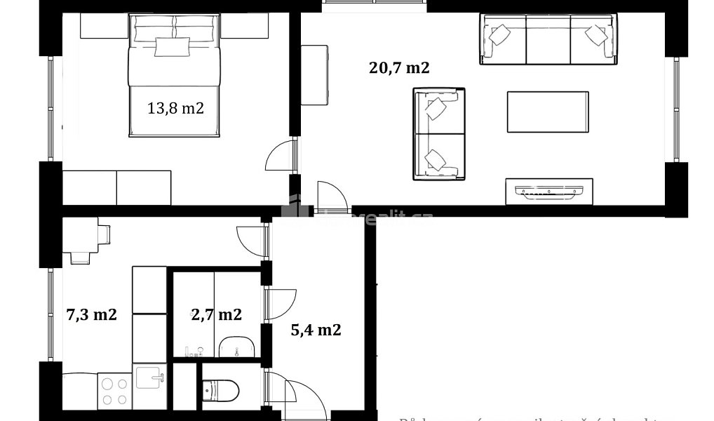 Prodej bytu 2+1 52 m², Kaplice – náhled fotky 3