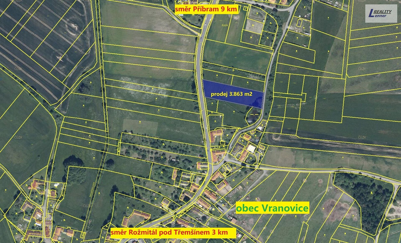 Prodej stavebního pozemku 3 863 m² – fotografie 2