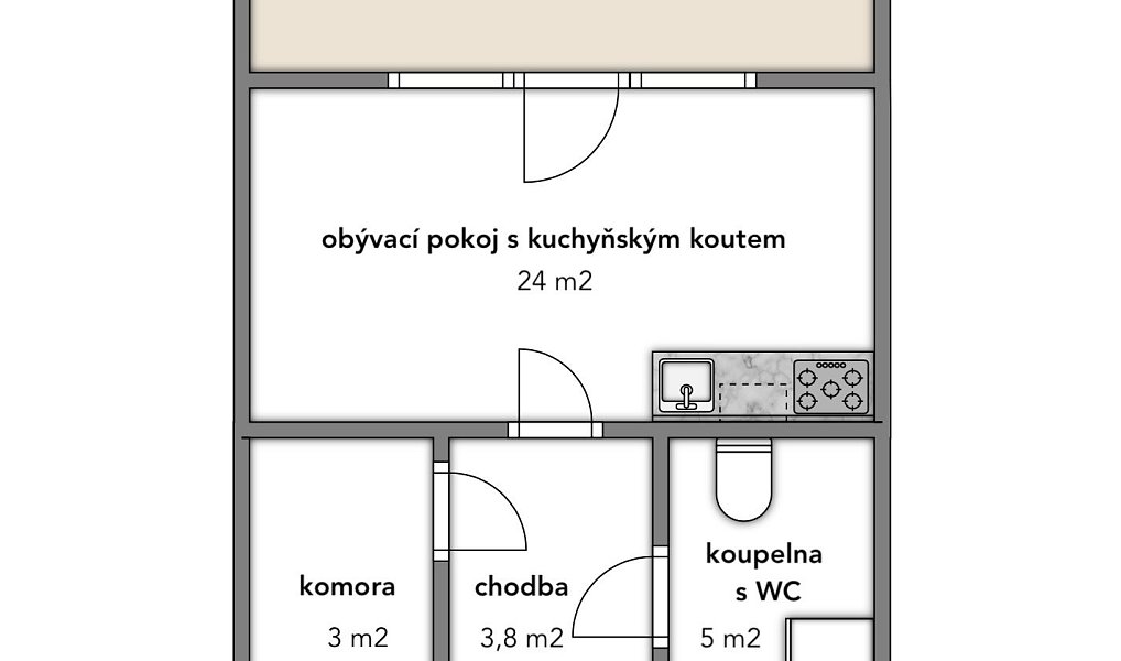 Pronájem bytu 1+kk 34 m², Znojmo – náhled fotky 14