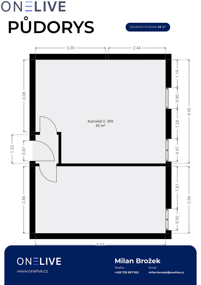 Pronájem kanceláře 42 m² – fotografie 2